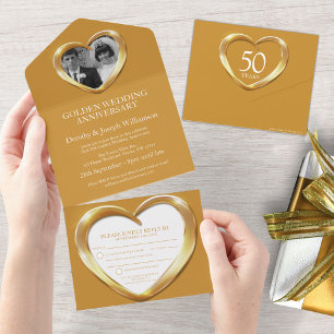 Gouden huwelijksjubileum 50 jaar feest evenement all in one uitnodiging
