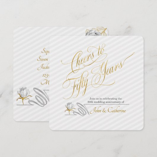 Gouden Huwelijksjubileum 50 Jaar Strepen Kaart (Voorkant / Achterkant)