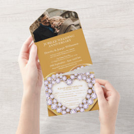 Gouden huwelijksjubileum 75 jaar feestelijke gebeu all in one uitnodiging