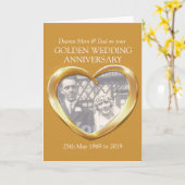 Gouden huwelijksjubileum foto moeder & vader kaart (Gele Bloem)