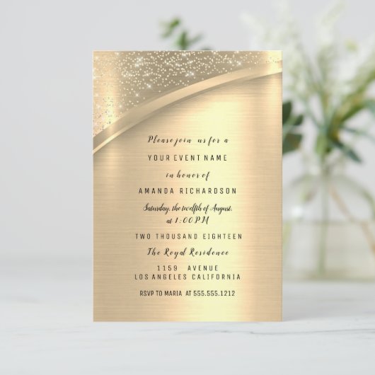 Gouden Huwelijksjubileum Glitter Bruid Kaart (Staand voorkant)