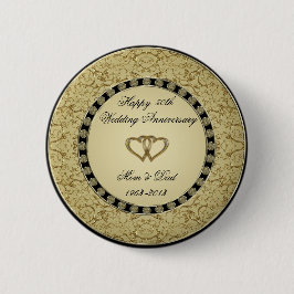 Gouden Huwelijksjubileum Knop Ronde Button 5,7 Cm