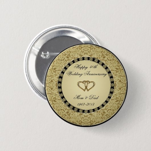 Gouden Huwelijksjubileum Knop Ronde Button 5,7 Cm (Voorkant /achterkant)