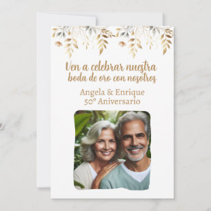 Gouden huwelijksjubileum uitnodiging 50 jaar met f