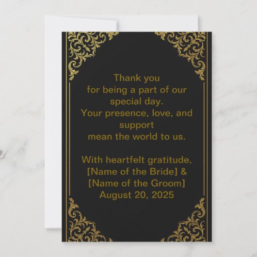 Gouden huwelijksuitnodiging _arabisch en engels on kaart (Achterkant)