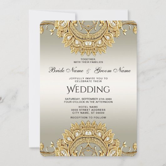 Gouden  huwelijksuitnodiging kaart (Voorkant)