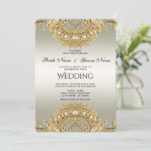 Gouden  huwelijksuitnodiging kaart (Staand voorkant)