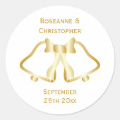 Gouden huwelijksuitnodiging Sticker klokken en lin (Voorkant)