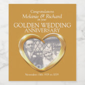 Gouden huwelijksverjaardag aangepaste wijnlabels wijn etiket (Enkel label)