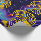 GOUDEN HYPER LABYRINT / BLAUW PAARSE LICHTE GOLVEN CADEAUPAPIER (Hoek)