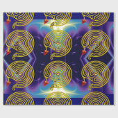 GOUDEN HYPER LABYRINT / BLAUW PAARSE LICHTE GOLVEN CADEAUPAPIER (Vlak)