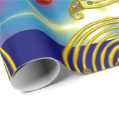 GOUDEN HYPER LABYRINT / BLAUW PAARSE LICHTE GOLVEN CADEAUPAPIER (Rol Hoek)