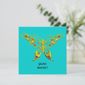 GOUDEN HYPER VLINDER,EDELSTENEN,Turquoise Blauw Kaart (Staand voorkant)