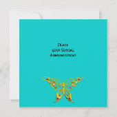 GOUDEN HYPER VLINDER,EDELSTENEN,Turquoise Blauw Kaart (Achterkant)