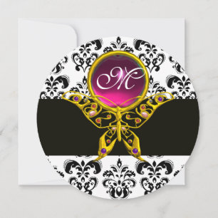 GOUDEN HYPER VLINDER MONOGRAM,Zwart Wit Damast Kaart