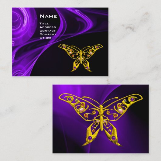 GOUDEN HYPER VLINDER Paarse Ultra Violet Zwart Visitekaartje (Voorkant / Achterkant)
