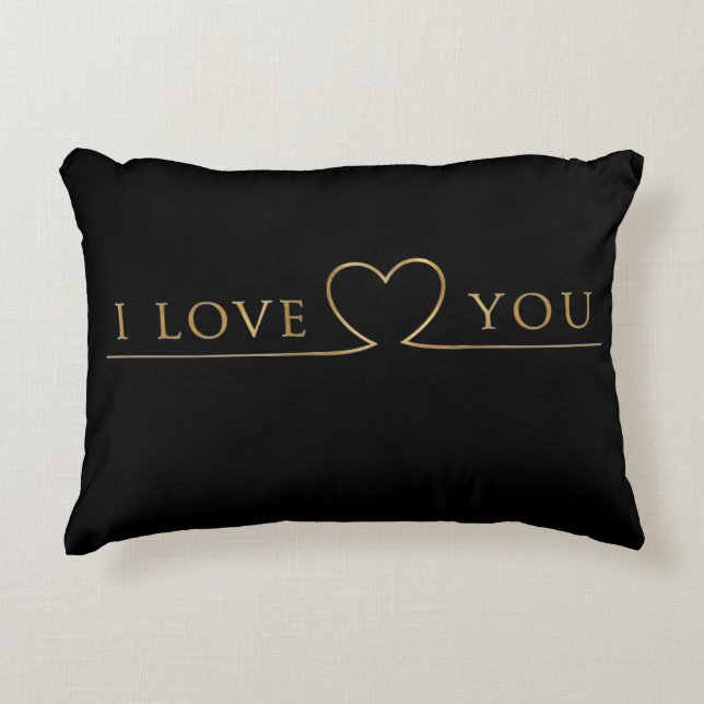Gouden I Love You Typografie Accent Kussen (Voorkant)
