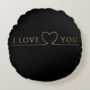 Gouden I Love You Typografie Rond Kussen
