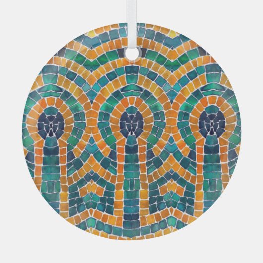 GOUDEN ICONEN MOZAÏEK GLAS CIRKELORNAMENT ORNAMENT (Voorkant)