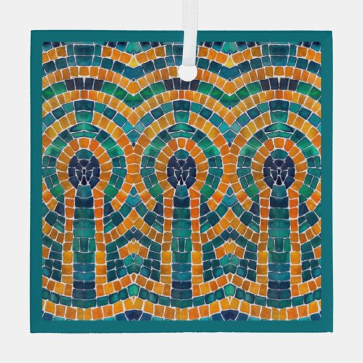 GOUDEN ICONEN MOZAÏEK Glas Vierkant Ornament (Achterkant)