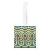 GOUDEN ICONEN MOZAÏEK Houten Kubus Ornament (Voorkant)