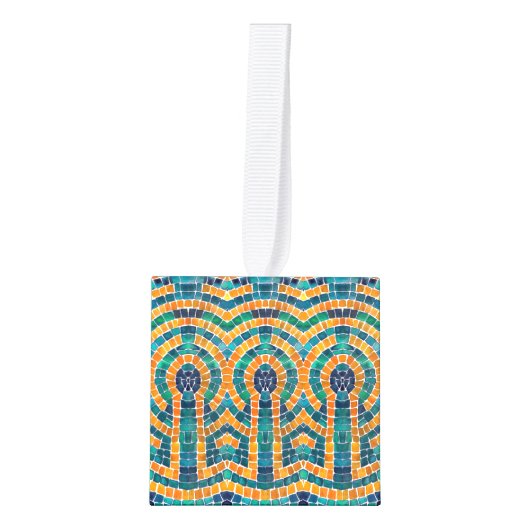 GOUDEN ICONEN MOZAÏEK Houten Kubus Ornament (Voorkant)