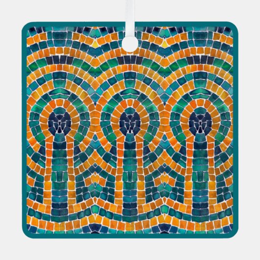 GOUDEN ICONEN MOZAÏEK Metalen Vierkante Ornament (Voorkant)