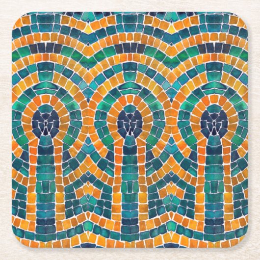 GOUDEN ICONEN MOZAÏEK Vierkante Papier Onderzetter (Voorkant)