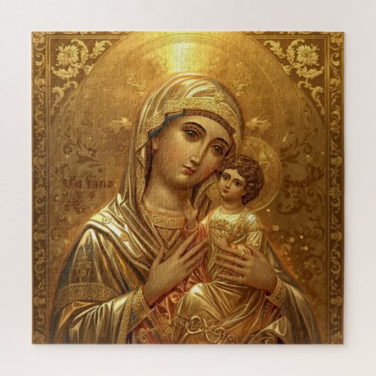 Gouden icoon Maagd Maria Madonna puzzel (Verticaal)