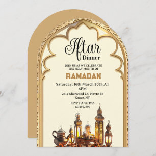 Gouden iftar diner Ramadan kareem 2025 Kaart