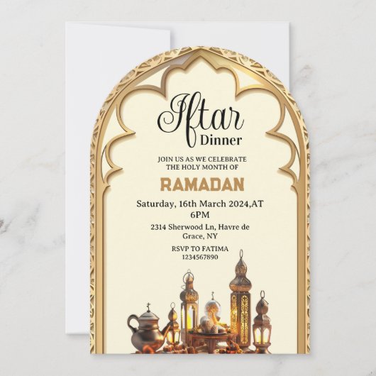 Gouden iftar diner Ramadan kareem 2025 Kaart (Voorkant)