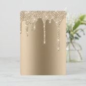 Gouden ijsglitter druppelt zoet zestien kaart (Staand voorkant)