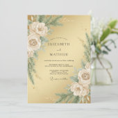 Gouden Illustere Winterhuwelijk Kaart (Staand voorkant)