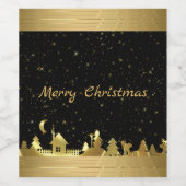 Gouden Illustratie Kerstgeest Wijn Etiket (Enkel label)
