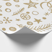 Gouden illustratiepatroon Kerstmis Cadeaupapier (Hoek)