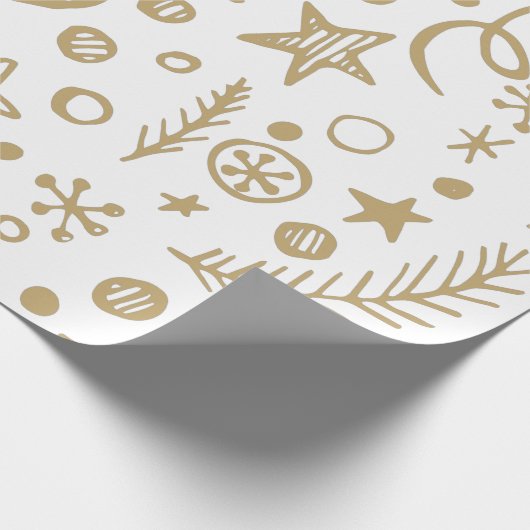 Gouden illustratiepatroon Kerstmis Cadeaupapier (Hoek)