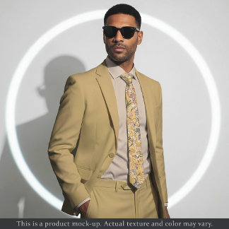 Gouden impressionistische bloemen halsdoek stropdas