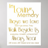 Gouden 'In Loving Memory' Trouwbord Poster (Voorkant)