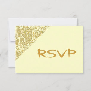 Gouden Indiase damast RSVP Kaartje
