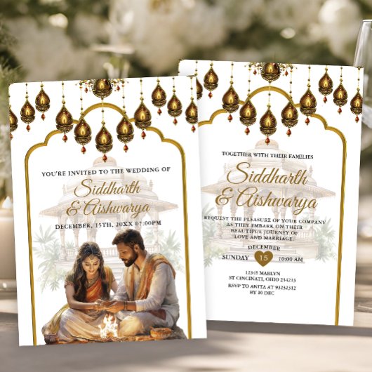 Gouden Indiase huwelijksceremonie Roka Hindu Bolly Kaart