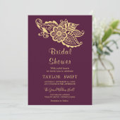 Gouden Indiase Paisley Bruiloftsshower Uitnodiging (Staand voorkant)