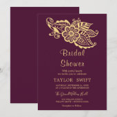 Gouden Indiase Paisley Bruiloftsshower Uitnodiging (Voorkant / Achterkant)