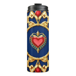 Gouden ingelijst hartmotief met  ontwerp thermosbeker