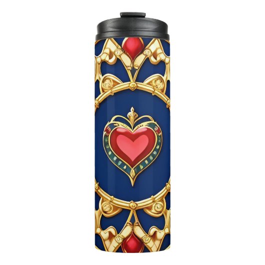 Gouden ingelijst hartmotief met  ontwerp thermosbeker (Voorkant)
