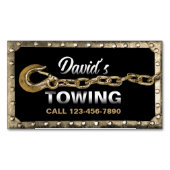  gouden ingelijste sleepvrachtwagen sleepdienst magnetisch visitekaartje (Voorkant)