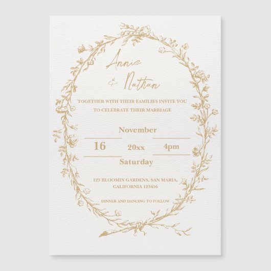 Gouden  ingewikkelde Lijst bruiloft uitnodiging (Voorkant)