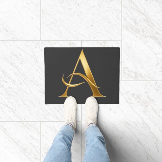 Gouden Initiaal Een Minimalistisch Ontwerp Deurmat (Binnen)