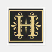 Gouden Initiaal letter H monogram Servetten (Voorkant)