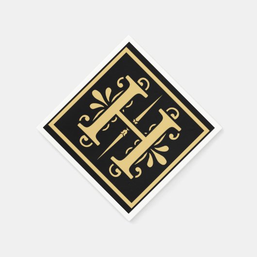 Gouden Initiaal letter H monogram Servetten (Hoek)