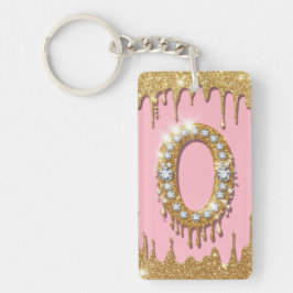 Gouden Initiaal Letter O Diamant Roze Cadeau Voor  Sleutelhanger